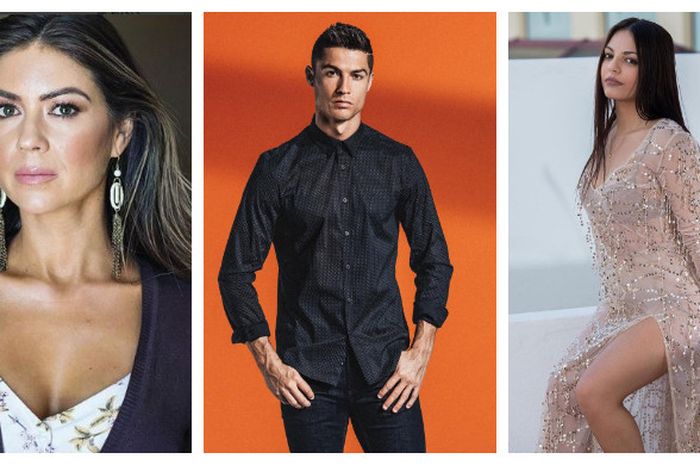 Kolase foto Cristiano Ronaldo di antara Natacha Sofia (kanan) dan Kathryn Mayorga