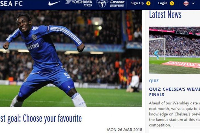 Essien dalam pemberitaan laman resmi Chelsea