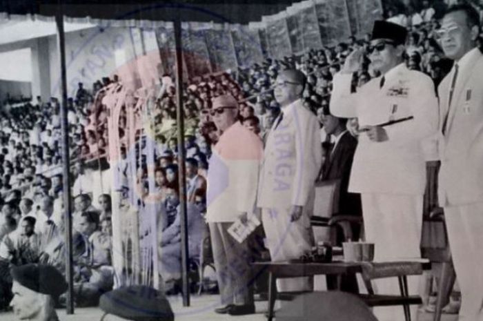 Bung Karno dalam pembukaan Asian Games tahun 1962 di Gelora Bung Karno, Senayan Jakarta