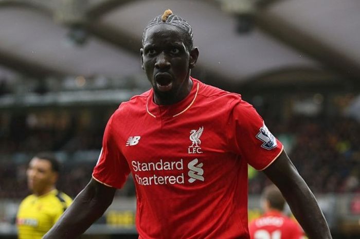 Reaksi Mamadou Sakho dalam laga Premier League antara Watford dan Liverpool, di Vicarage Road, 20 De