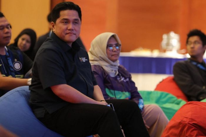 Ketua Inasgoc, Erick Thohir, saat menghadiri acara Word Press Briefing Inasgoc, sebagai bagian dari persiapan Asian Games 2018 yang diadakan di Hotel Borobudur, Jakarta, pada Senin, (2/4/2018)