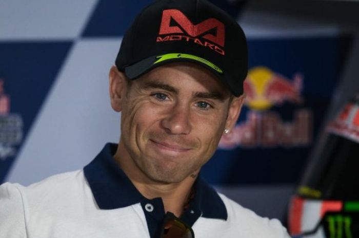 Pebalap Aspar Team asal Spanyol, Alvaro Bautista, tersenyum saat mendapat pertanyaan pada konferensi pers jelang GP Americas di Circuit of The Americas (COTA), Austin, Kamis (20/4/2017).(MOTOGP.COM)