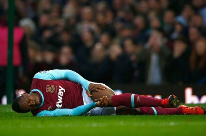 Striker West Ham, Diafra Sakho, dalam laga kontra West Bromwich pada 29 November 2016