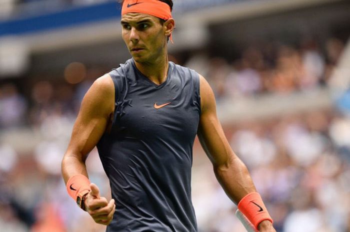 Rafael Nadal (Spanyol) saat melakoni partai semifinal US Open 2018 yang berlangsung di Arthur Ashe S