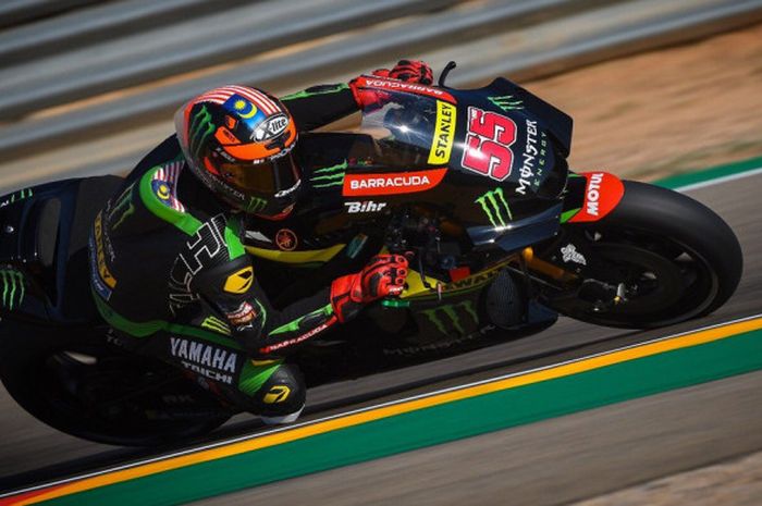 Hafizh Syahrin (Yamaha Tech3) saat tampil pada sesi balapan MotoGP Aragon 2018 yang berlangsung pada Minggu (23/9/2018).