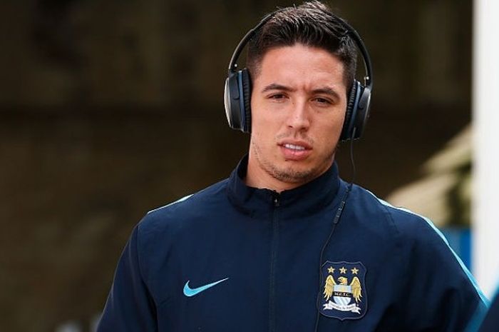 Gelandang serang Manchester City, Samir Nasri, menjelang duel Premier League lawan Crystal Palace di Selhurst Park, London, 12 September 2015.