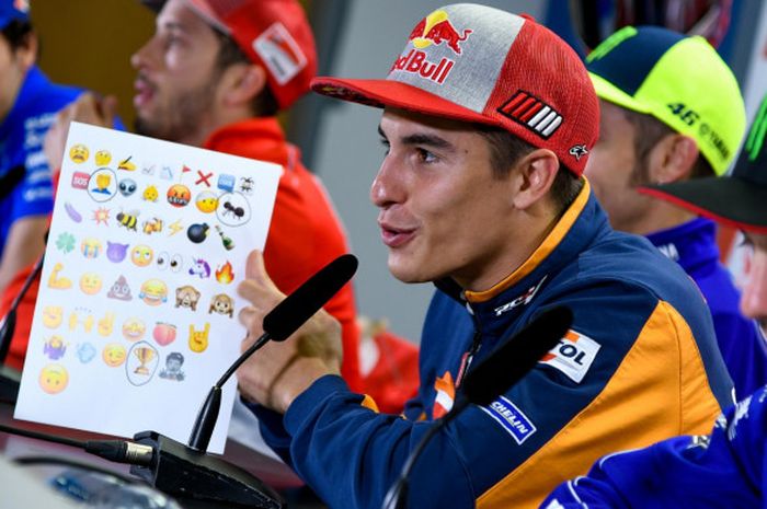 Marc Marquez saat sesi jumpa pers jelang MotoGP Jerman, Kamis (12/7/2018).