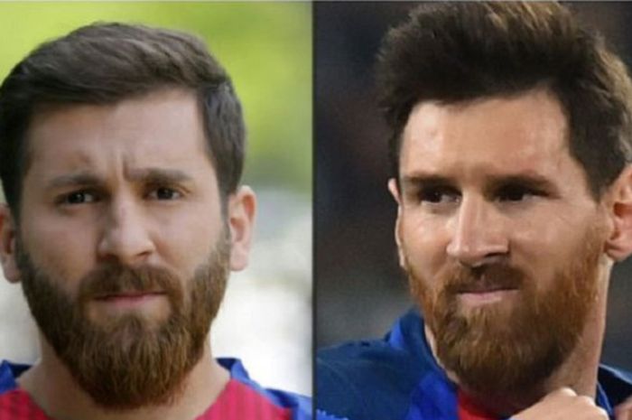 Lionel Messi dan kembarannya asal Iran, Reza Parastesh