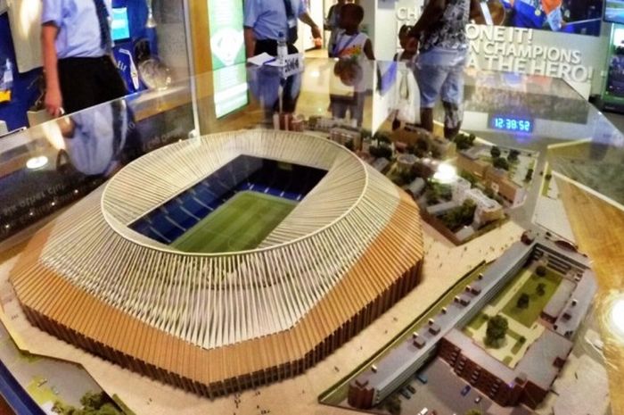 Miniatur stadion baru Chelsea yang terpajang di Museum Chelsea di Stamford Bridge, London, Inggris.