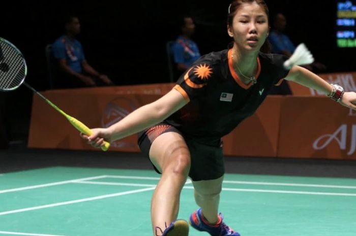 Pebulu tangkis tunggal putri Malaysia, Soniia Cheah, saat menjalani pertandingan.