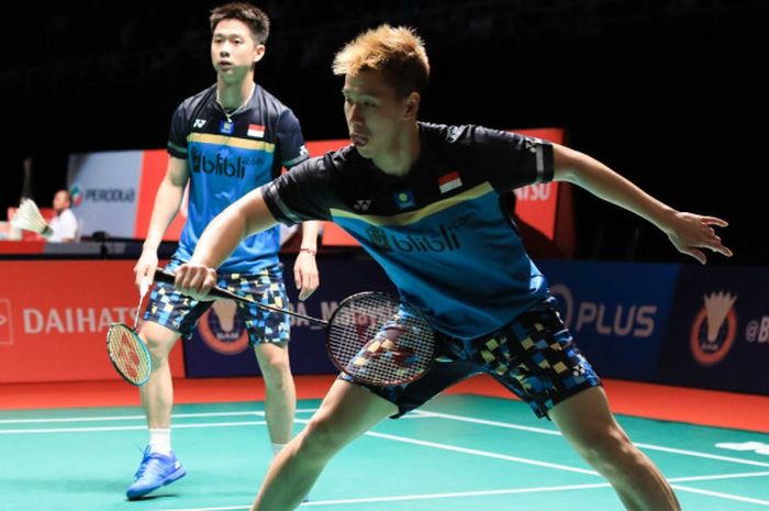 Pasangan ganda putra Indonesia, Marcus Fernaldi Gideon/Kevin Sanjaya Sukamuljo, berhasil mengalahkan