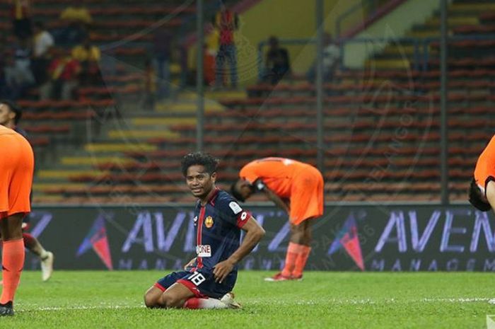 Ekspresi Ilham Udin saat timnya, Selangor FA melakoni laga semifinal Piala FA Malaysia 2018 kontra tuan rumah PKNS FC di Stadion Shah Alam, 30 Juni 2018. 