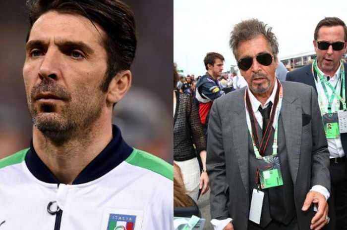 Kiper timnas Italia, Gianluigi Buffon (kiri), dan Al Pacino (kanan)