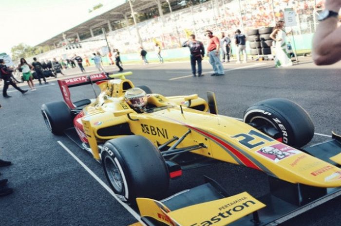 Sean Gelael tampil impresif di ajang Formula 2 yang digelar di Sirkuit Monza, Italia.