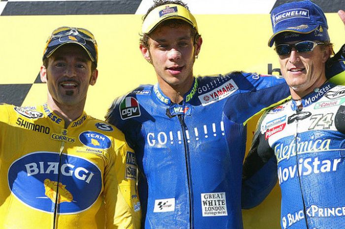 Max Biaggi, Valentino Rossi, dan Sete Gibernau.