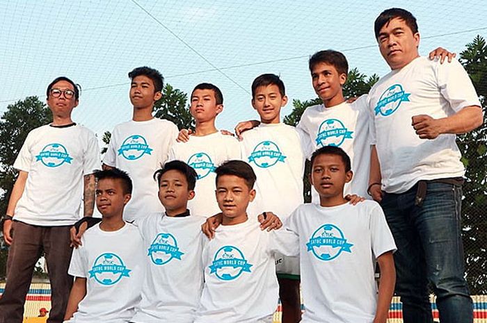 Tim Indonesia untuk kejuaraan dunia sepak bola anak-anak SATUC World Cup dari Rumah Cemara yang akan berlaga di Bulgaria, 10-19 Agustus 2018.