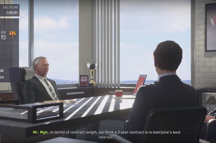 Cuplikan saat negosiasi transfer di permainan FIFA 18