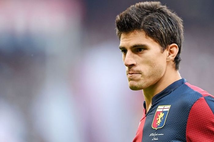 Ekspresi Diego Perotti saat masih berseragam Genoa. Senin (1/2/2016) ia resmi dipinjamkan ke AS Roma hingga 2017.