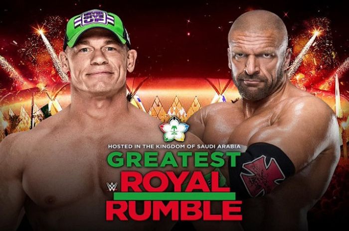 John Cena (kiri) dan Triple H (kanan) akan berlaga pada WWE Greatest Royal Rumble yang berlangsung pada Jumat (27/4/2018).