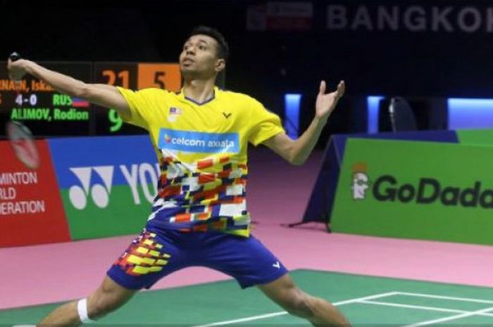 Pebulu tangkis tunggal putra, Iskandar Zulkarnain Zainuddin, saat membela Malaysia pada Piala Thomas 2018 yang digelar di Bangkok, Thailand, 20-27 Mei 2018. 