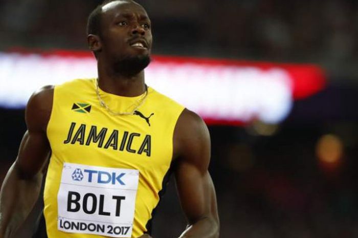 Usain Bolt saat tampil di Kejuaraan Dunia Atletik 2017, London, pada Sabtu (5/8/2017)