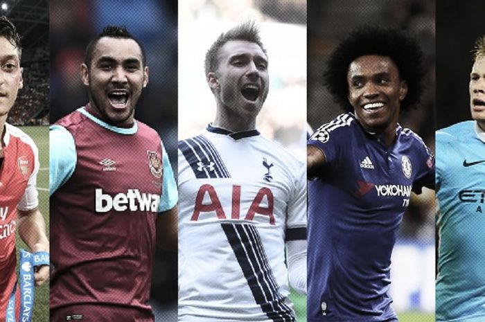 Mesut Oezil, Dimitri Payet, Christian Eriksen, Willian, dan Kevin De Bruyne menghuni daftar lima pesepak bola paling kreatif dalam Fantasy Premier League 2015-2016.