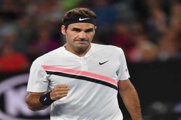 Roger Federer setelah sukses mengalahkan Tomas Berdych pada babak perempat final Australian Open 2018 yang digelar Rabu (24/1/2018).