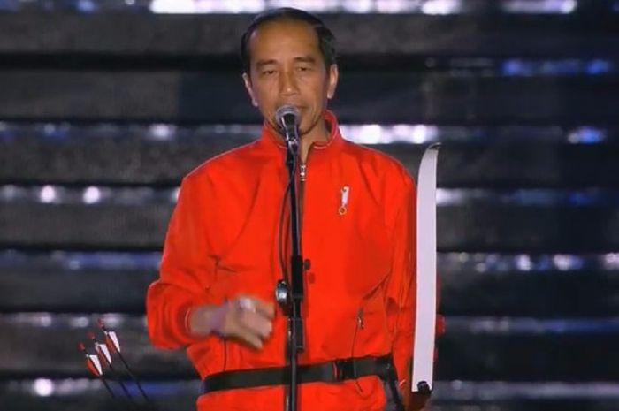 Presiden Joko Widodo membuka acara Countdown (Hitung Mundur) Asian Games 2018 di Lapangan Monas, Jakarta, Jumat (18/8/2017) malam WIB.