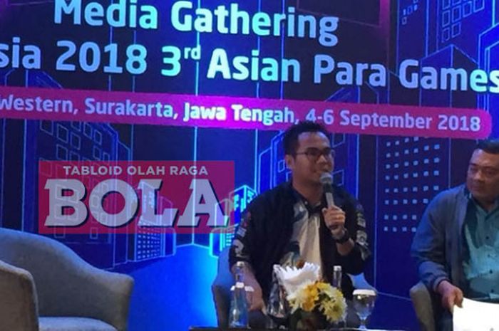 Divisi Klasifikasi Inapgoc Christofer Mulyadi dan Kabid Binpres NPC Waluyo, menjelaskan klasifikasi di Asian Para Games 2018 dalam Media Gathering Asian Para Games 2018 di Solo, Rabu (5/9/2018).