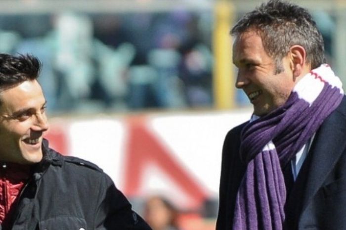 Vincenzo Montella (kiri) dan Sinisa Mihajlovic dalam pertandingan AS Roma lawan Fiorentina di Serie A, 20 Maret 2011.