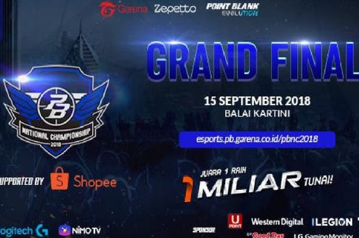 Grand final Point Blank National Championship 2018 akan berlangsung pada tanggal 15 September 2018 di Balai Kartini.