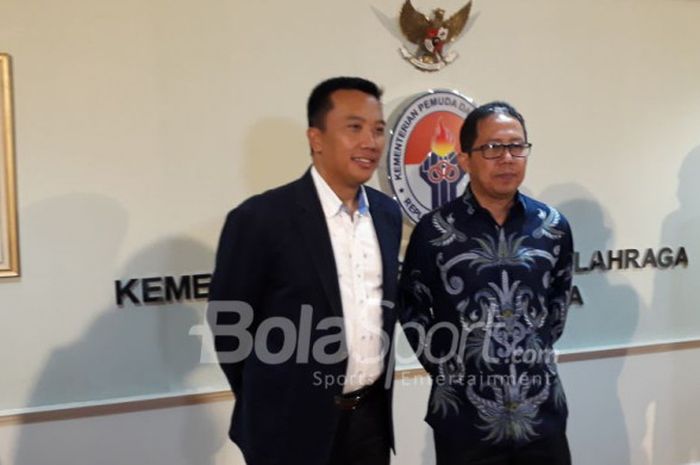 PSSI melakukan pertemuan dengan Menpora Imam Nahrawi di Kemenpora, Senayan, Jakarta Pusat, Rabu (21/2/2018)