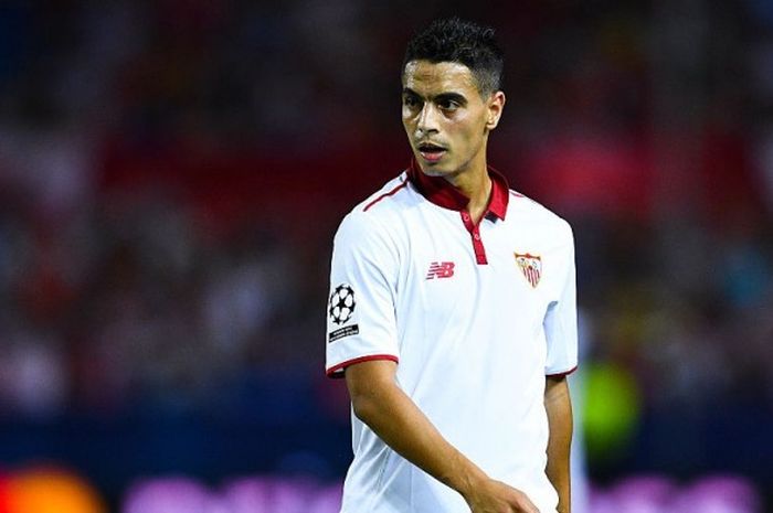 Wissam Ben Yedder dalam laga Grup H Liga Champions antara Sevilla kontra Olympique Lyonnais di Stadion Ramon Sachez-Pizjuan, Sevila, Spanyol (27/09/2016). 