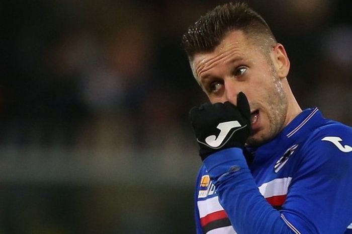 Antonio Cassano saat masih memperkuat Sampdoria dalam laga Serie A kontra Juventus, di Stadion Luigi