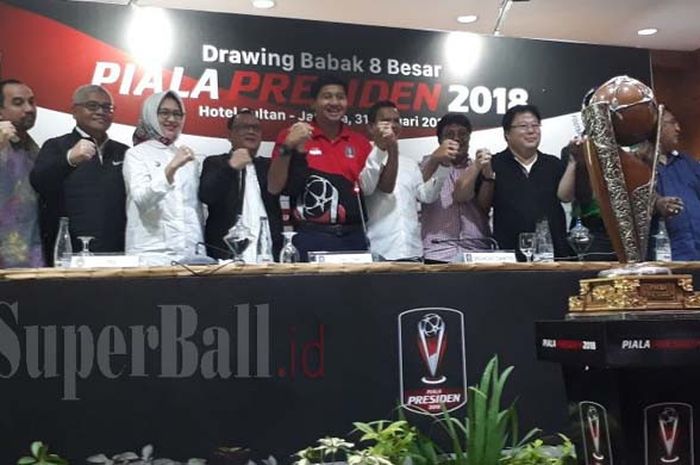 Undian Piala Presiden 2018 di  Hotel Sultan, Senayan, Jakarta Pusat, Selasa (31/1/2018). 