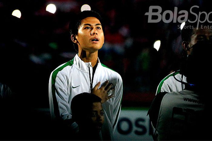 Penyerang timnas U-16 Indonesia, Rendy Juliansyah, menjelang laga kedua Grup A Piala AFF U-16 2018 melawan Myanmar di Stadion Gelora Delta Sidoarjo, Jawa Timur, Selasa (31/07/2018).