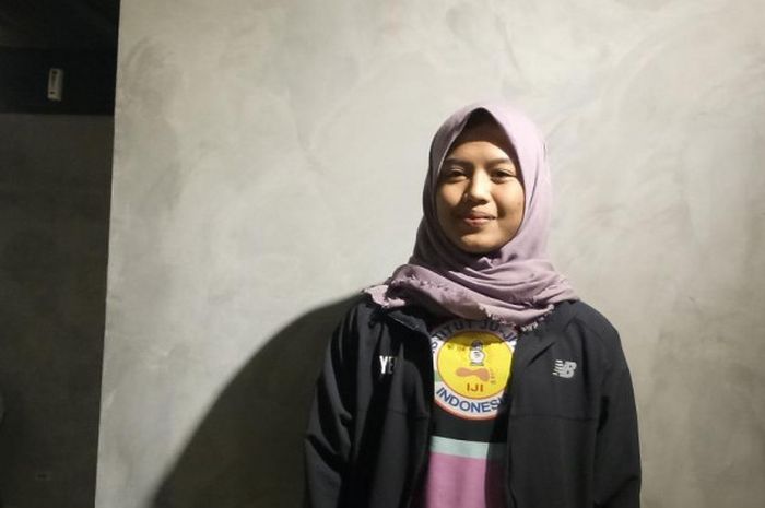 Atlet jujitsu Indonesia, Ilma Yeni Megawati, dalam acara di CGV Pasific Place, Jakarta, Rabu (1/8/2018)