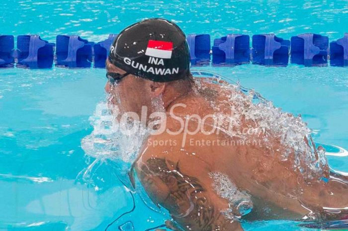 Indra Gunawan sedang melakukan sesi kualifikasi SEA Games 2017 (25/8/2017)