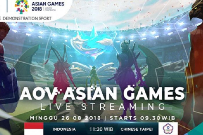 AOV Asian Games dapat disaksikan live streaming mulai pukul 09.30 WIB pada Minggu (26/8/2018).