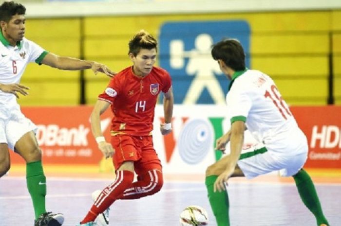 Timnas Futsal Indonesia saat menghadapi Myanmar, Minggu (29/10/2017) sore WIB.