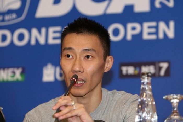 Pebulu tangkis tunggal putra Malaysia, Lee Chong Wei, sedang berbicara dalam konferensi pers jelang BCA Indonesia Open Superseries Premiere 2016 di Hotel Sultan, Jakarta, Minggu (29/5/2016).