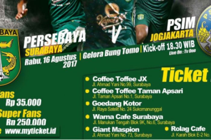 unggahan persebaya update mengenai tiket box hari H pertandingan Persebaya- PSIM Yogyakarta