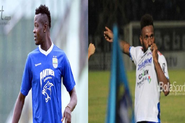 Dua Striker Persib Bandung, Ezechiel Ndouassel dan Patrick Wanggai.