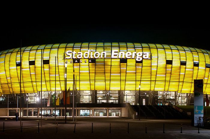 Tampak luar Stadion Energa (dulu PGE Arena), Gdansk, markas salah satu klub Liga Polandia, Lechia Gdansk.
