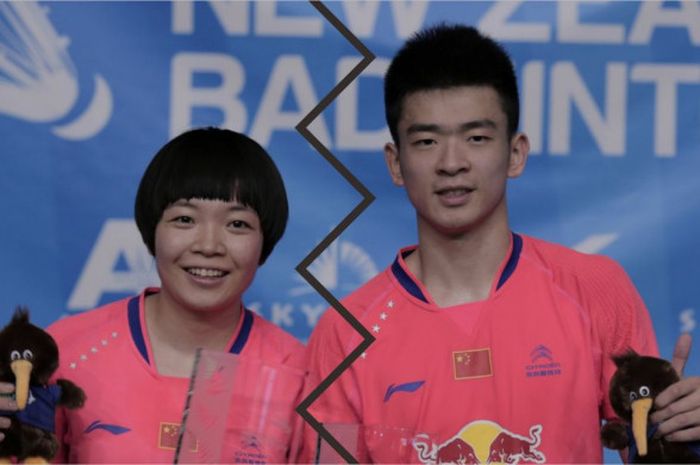 Pasangan ganda campuran China, Zheng Siwei (kanan) dan Chen Qingchen yang tak lagi bersama di Macau Open 2017