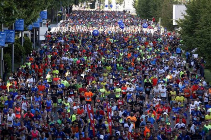 Lari Maraton dalam ajang European Master Athletics  Championship, di Madrid, Spanyol (22/3/2018).