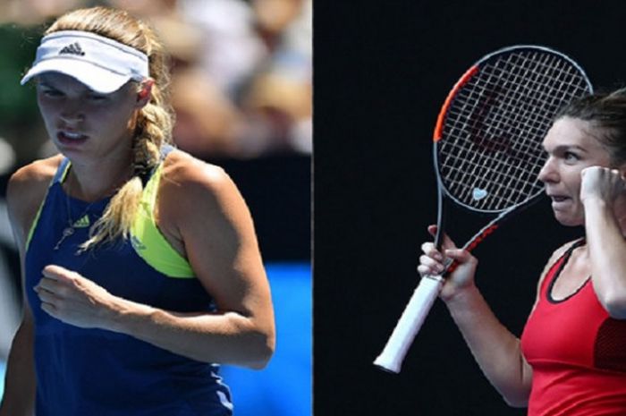 Caroline Wozniacki (kiri) dan Simona Halep (kanan) akan saling berhadapan pada partai final sektor tunggal putri Australian Open 2018 yang digelar Sabtu (27/1/2018)