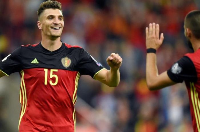 Thomas Meunier saat bermain untuk Timnas Belgia