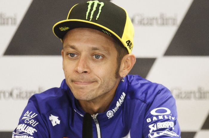 Pebalap Movistar Yamaha MotoGP, Valentino Rossi, menghadiri konferensi pers jelang GP Austria di Spielberg, Kamis (10/8/2017).