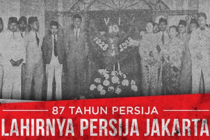Foto dokumen perayaan 10 tahun Persija dengan nama awal VIJ, di Gedung Pemufakatan, Kenari, Batavia-Centrum, tahun 1938